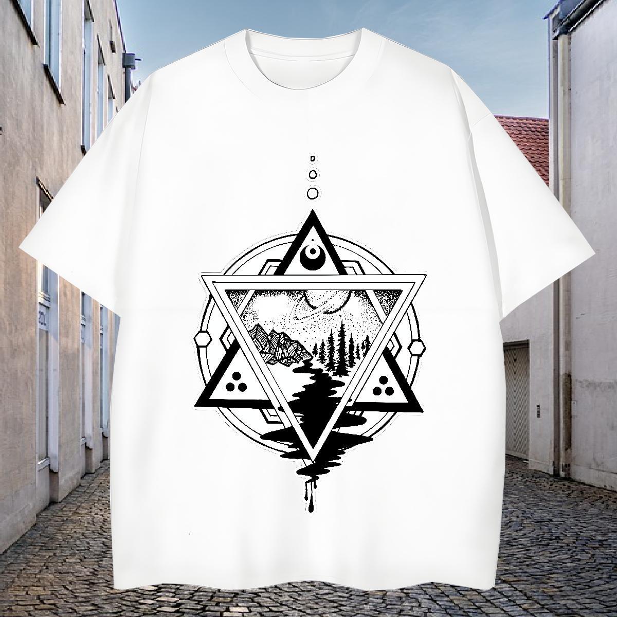 Soft Mens T Shirts 230g Pure Cotton eye of the devil Street wear Hip Hop Custom Print Oversized Breathable Short Sleeve Men Tees DIY Clothings