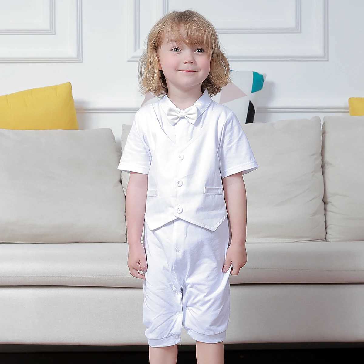 Baby Boy Christmas Costume Baby Baptist Union Bodysuit Baby Birthday Party Gift Photoshot Costume Newborn White Form Summer Set W240823