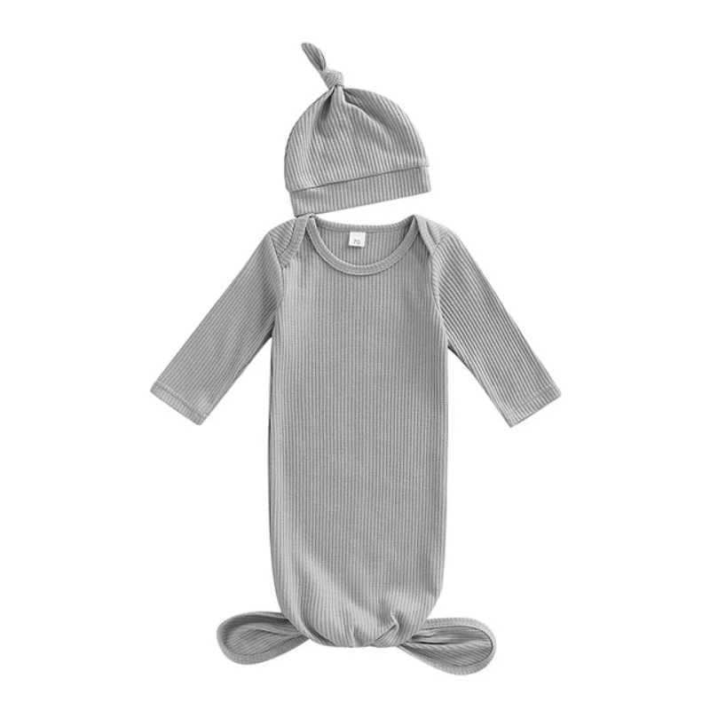 Newborn Boys Girls Baby Sleeping Bag With Hat Solid Cotton Swaddle Wrap Envelope Infant Kids Receiving Blanket Bedding Clothes M240824