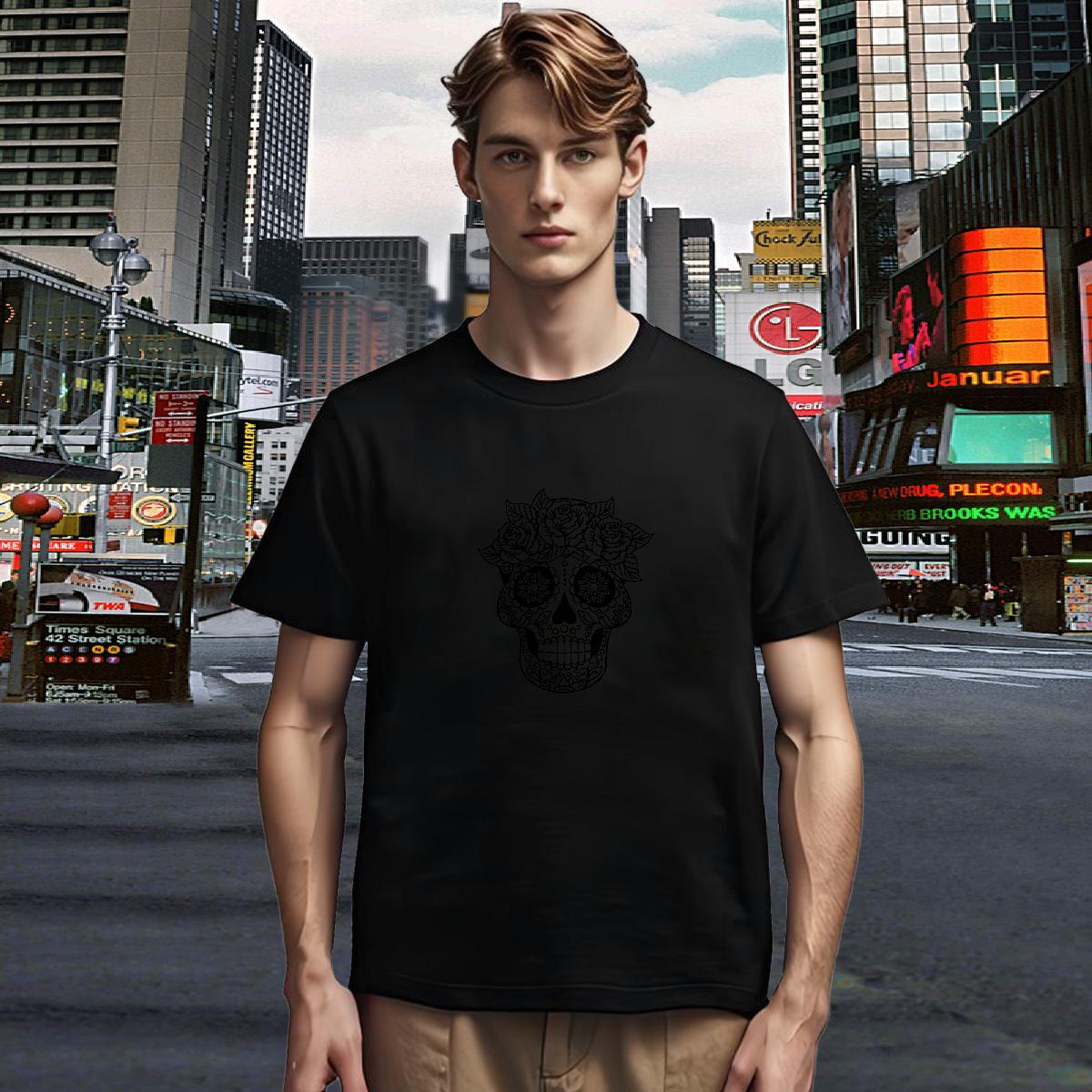 TOP Quality T shirt 100% Cotton 230g skull Anime Printing Street DIY Anime Breathable Short Sleeve Couples T Shirts Classic Casual Tops Tees