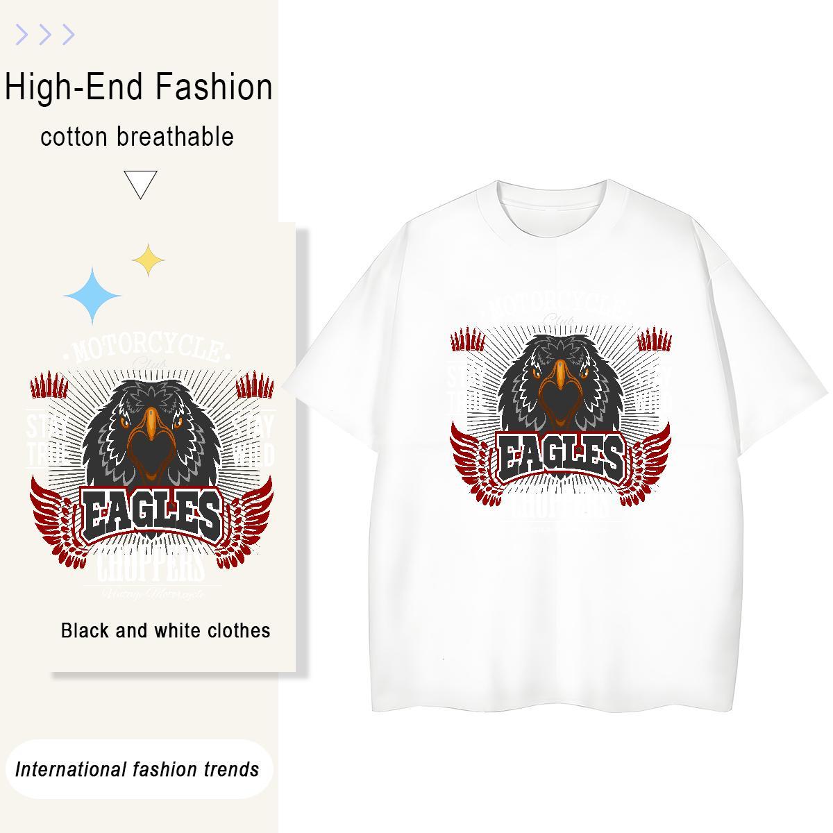 Designer Tshirts eagle Anime Printing Street 230g Pure Cotton Tees Breathable Short Sleeve Cool Design Mens T Shirts DIY Logo Oversized