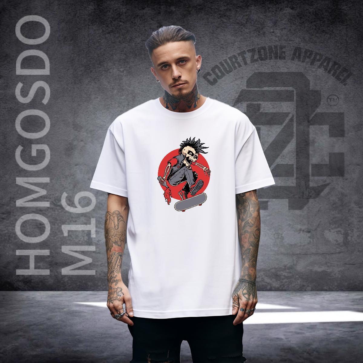 Designer T Shirts Men 230g Cotton skull Home Outdoor DIY Printed Breathable Short Sleeve Men Clothes T-Shirt Fashion Tee Shirt