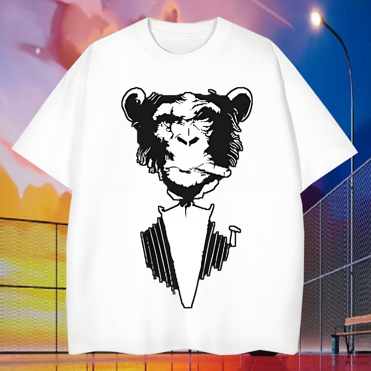 Designer Men Tops Tees chimpanzee Home Outdoor 230g 100% Cotton Clothings Short Sleeve Soft Loose T Shirts Men Custom Cartoon