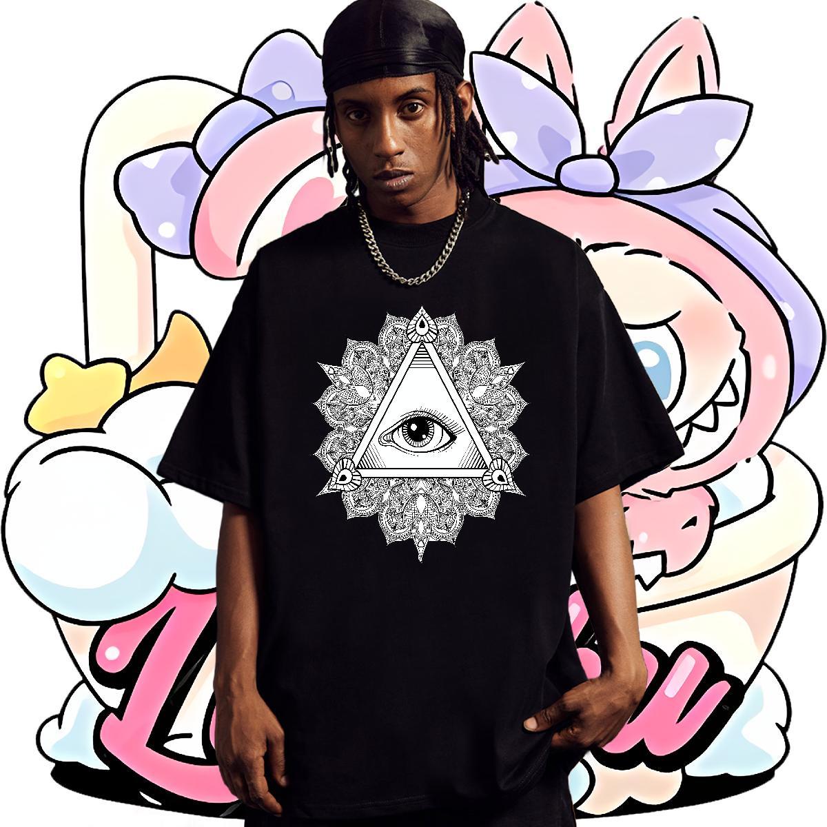 Comfortable T Shirt For Man 230g Cotton eye of the devil Sport DIY Printed Breathable Short Sleeve Tshirts New Arrival Tops Shirt