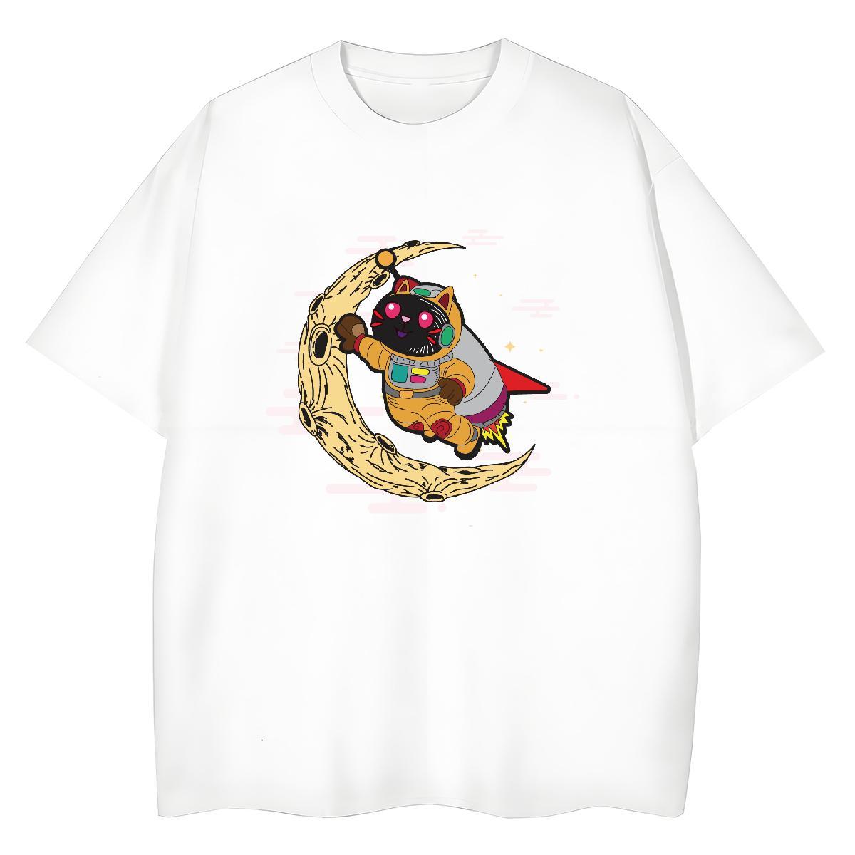 Unisex Couples T Shirts 100% Cotton 230g cosmonaut Spring Summer T Shirt For Woman O Neck Short Sleeves DIY Logo Top Tees