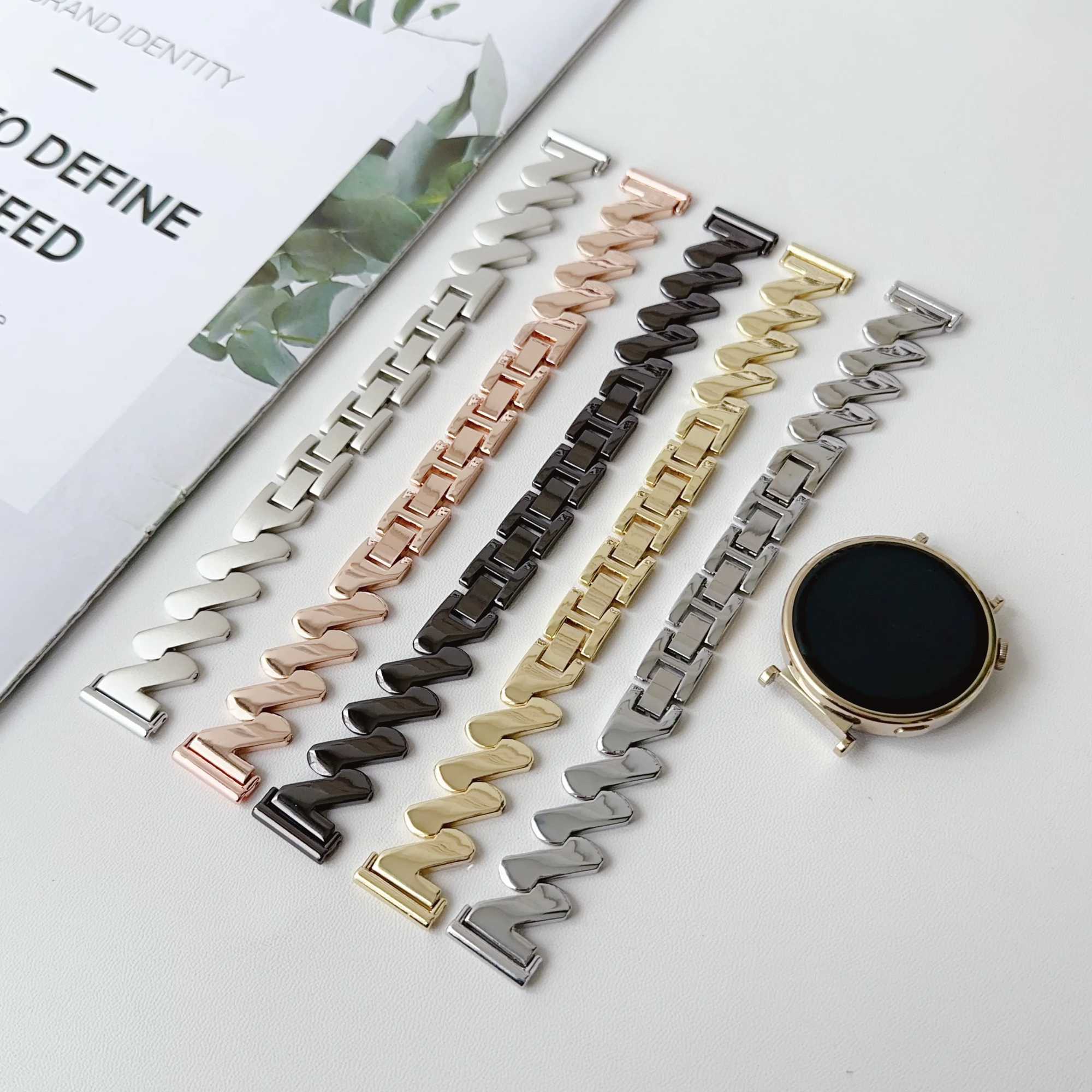 18mm Starlight Metal Strap For Huawei Watch GT4 41mm Smart Stainless Steel Replacement Bracelet For Garmin Venu 2S 3S Watchband Z240824