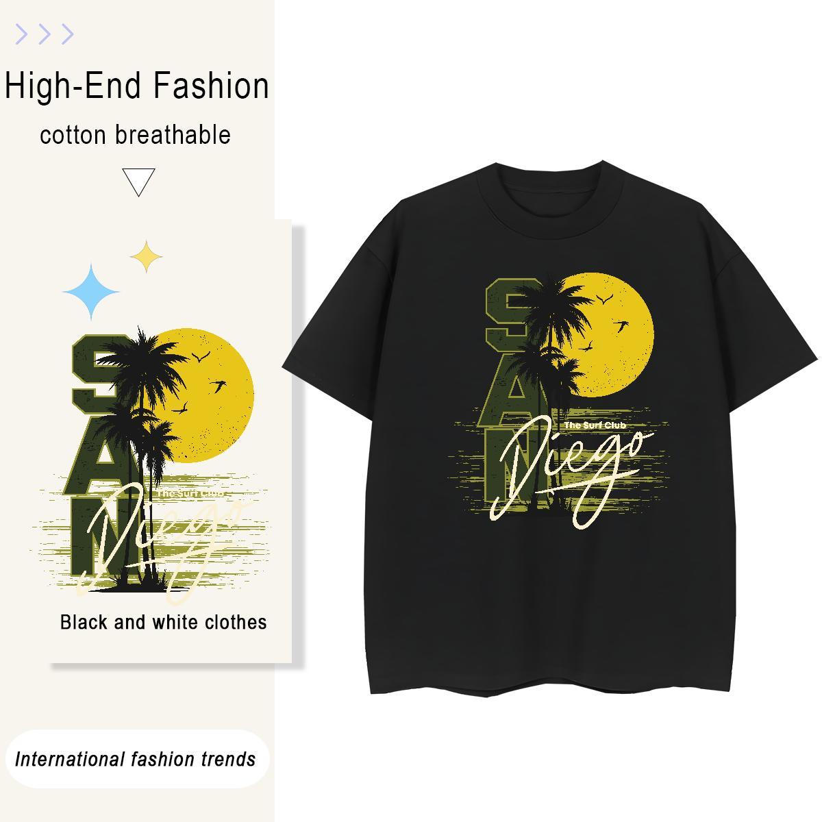 Brand Mens Tshirts tree High Street Hip Hop 100% Cotton 230g Tees Shirts Breathable Short Sleeve Popular T Shirts Men Custom Printed