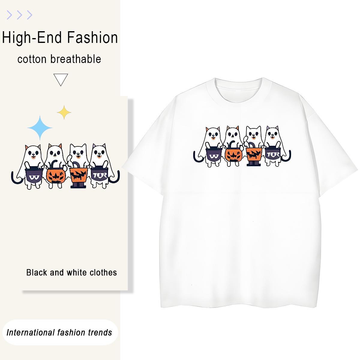 Casual New Men Tshirts halloween Beach 230g 100% Cotton Top Tees Pure Cotton Comfortable Men T Shirts Plus Size Custom