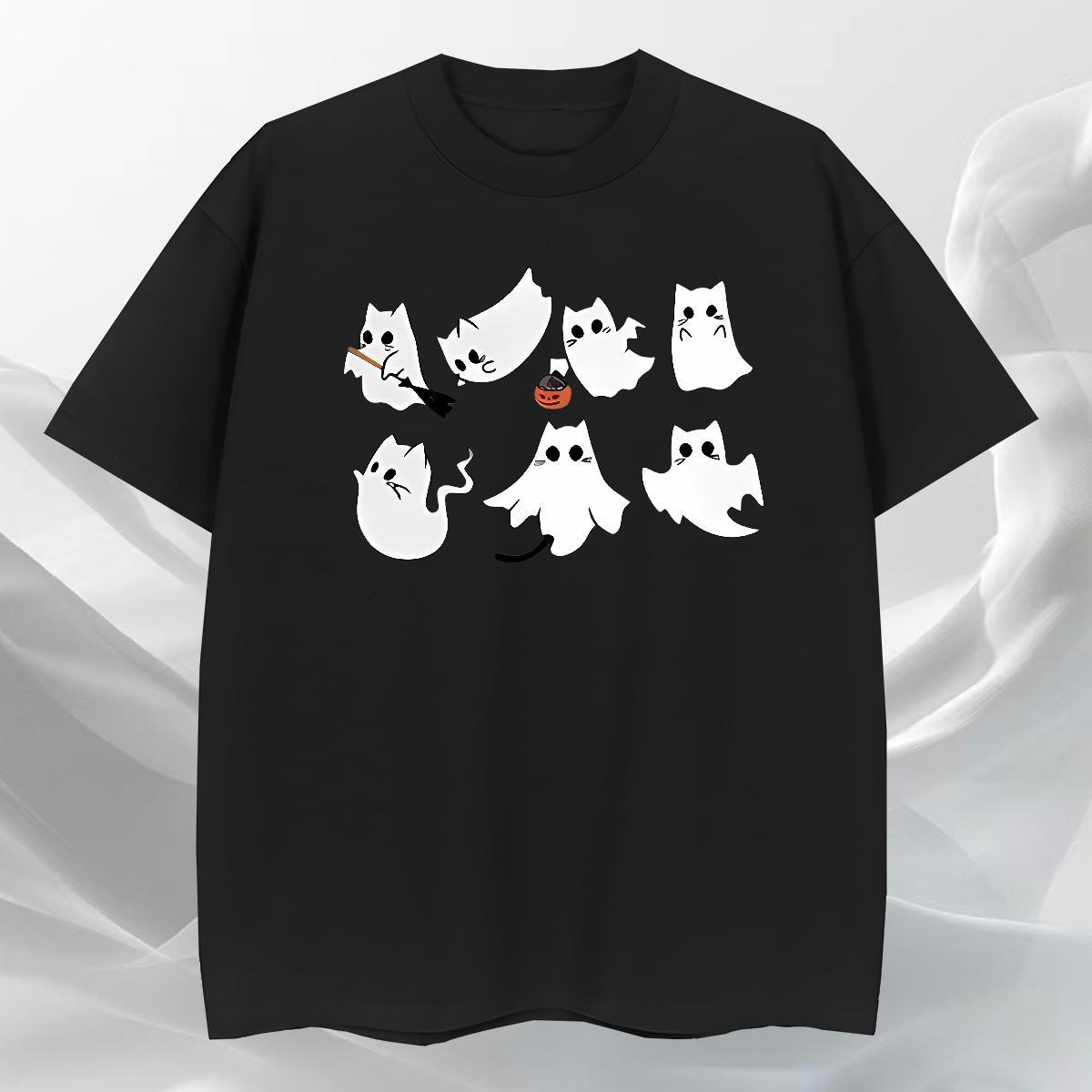 High Quality Men T Shirts 230g Pure Cotton halloween Sports Casual Cartoon Printing L-4XL O Neck Short Sleeves Tshirt for Man Woman 2024 DIY Polos