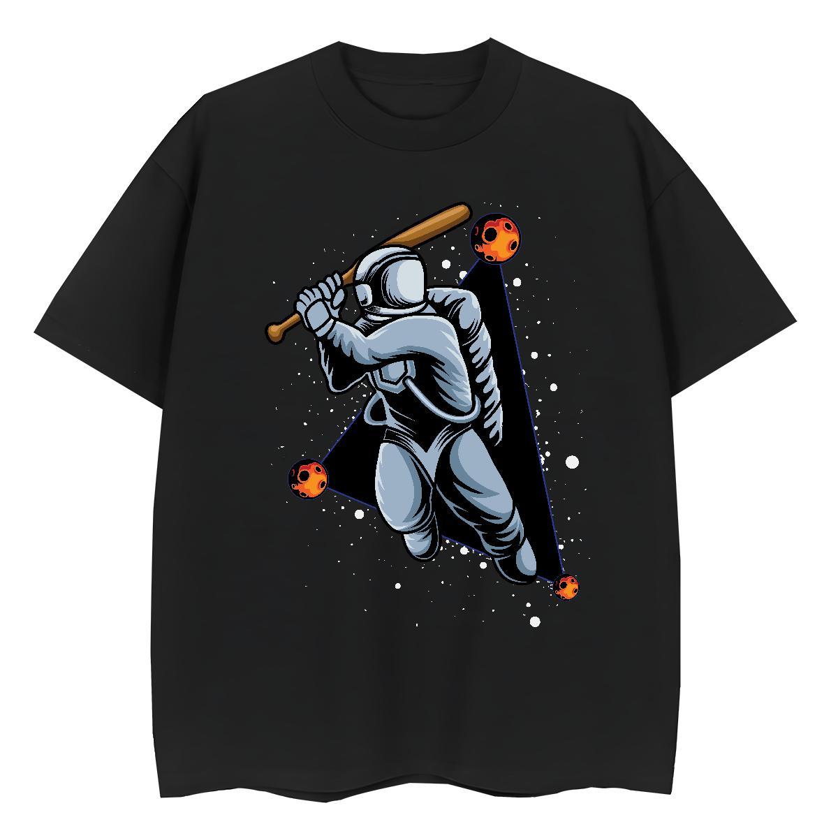 Popular Women Tees 230g Pure Cotton spaceman Street T-Shirts O-Neck Short Sleeve Anime Tshirts