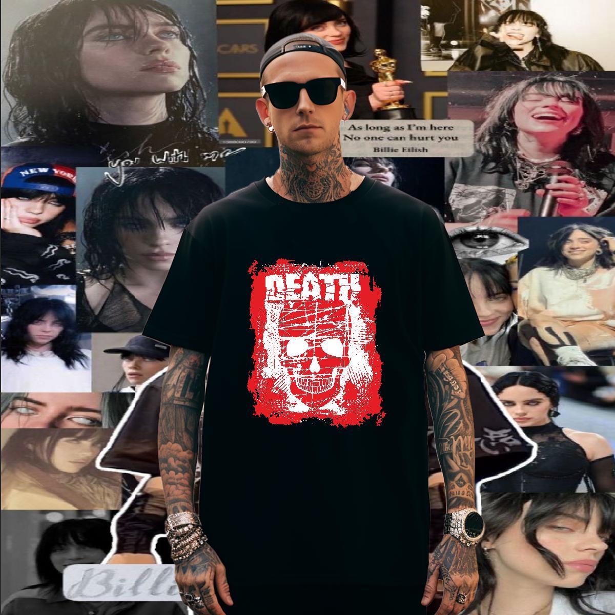 Cool T-Shirts 230g Pure Cotton skull High Street Hip Hop Custom Print Plus Size Round Neck Short Sleeve Men Tops Tees Fashion Designer Tees Shirts