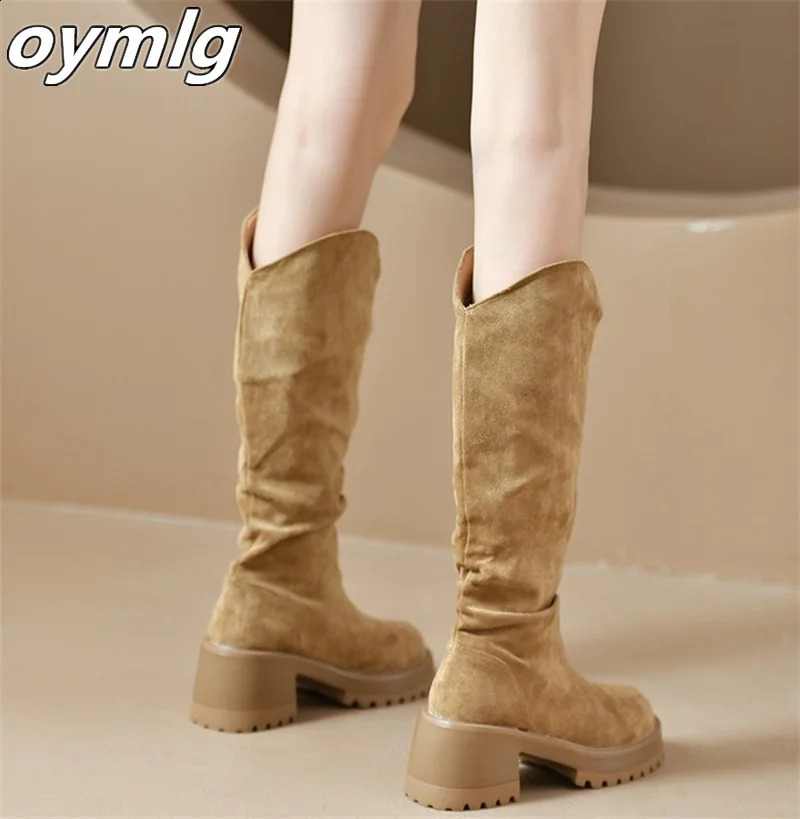 Skinny Knight Womens Boots 2024 Wrinkle Stacked Sleeves High Boots Thick and Non Kneeling Boots 240823