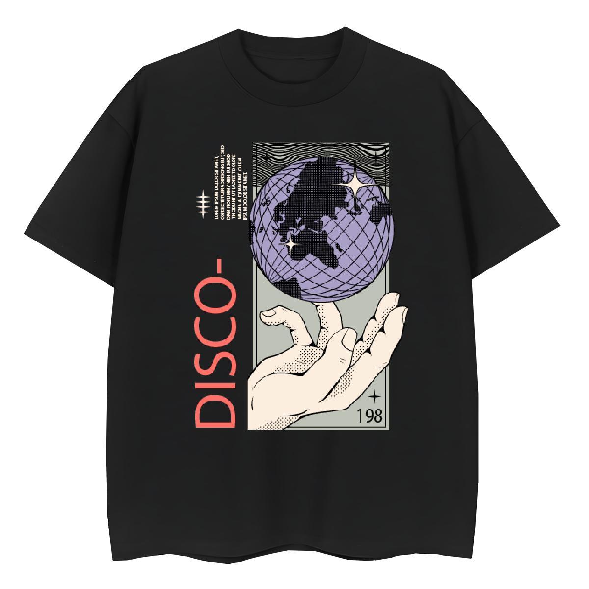 Comfortable T shirt 230g Pure Cotton disco Outdoor Black White Breathable Short Sleeve Men Tshirts Fashion Designer Tops Tees