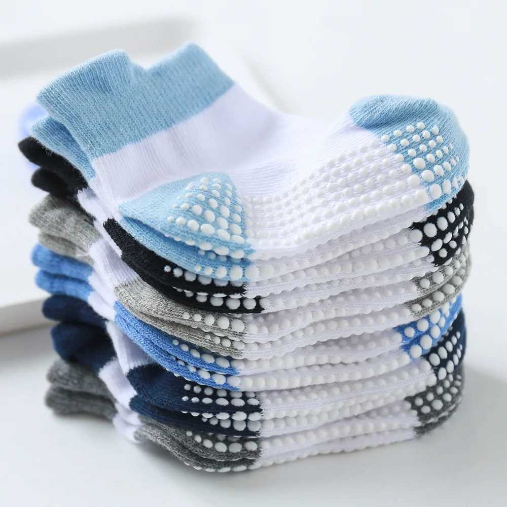 6Pairs 0-5Years Babys Cotton Blend Non-slip Floor Socks For Toddler Kids Boys Indoor Activities Learn To Walk Ankle Socks CL240824