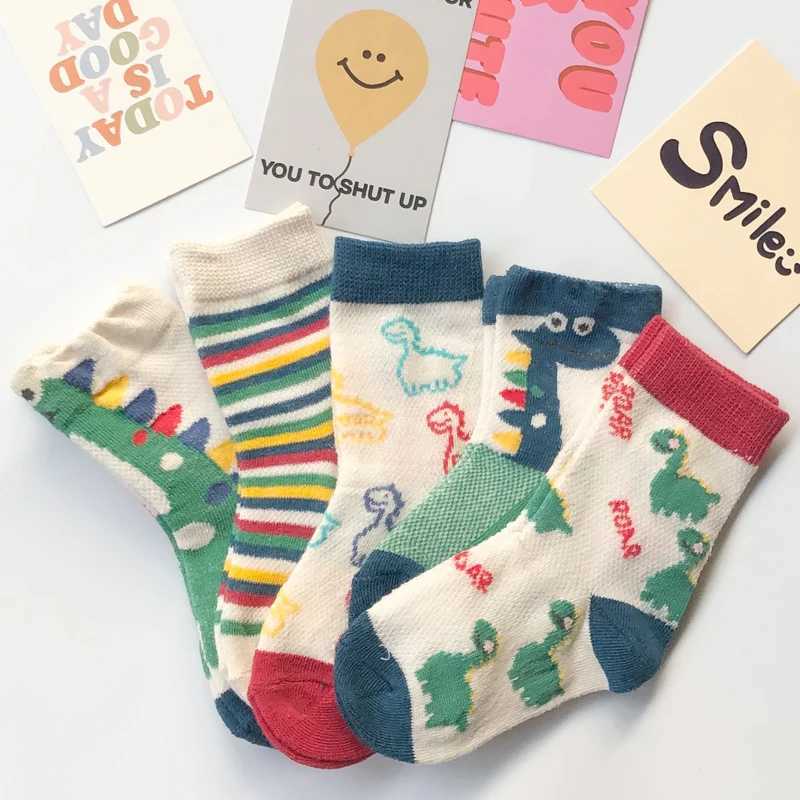 Spring and Summer Boys Mesh Socks Summer Little Boys Childrens Cartoon Dinosaur Cotton Socks 1-12 Years Old CL240824