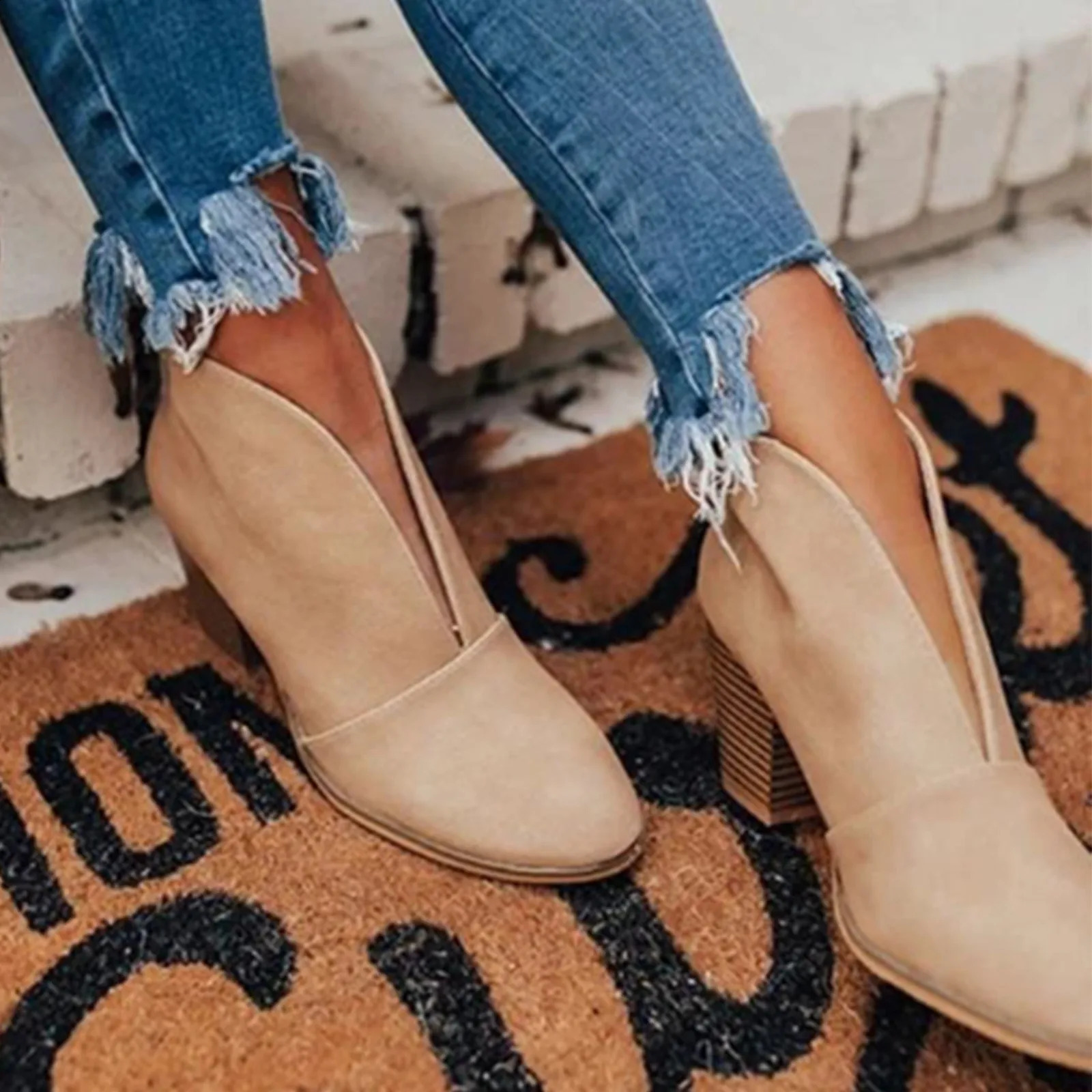 Womens split boots foot boots stacked foot boots womens Fahsion leather short boots temperature elegant flat shoes 240823