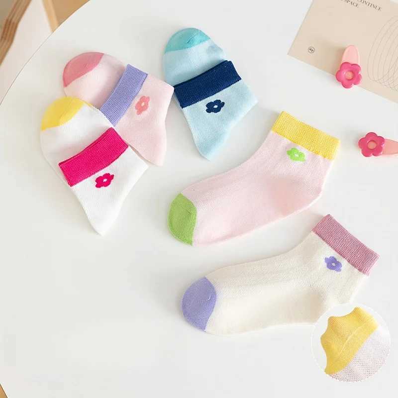 10 Pairs Childrens Socks Summer Thin Girls Cotton Socks Breathable Sweat-absorbent Cute Mid-calf Socks Small Fresh Style CL240824