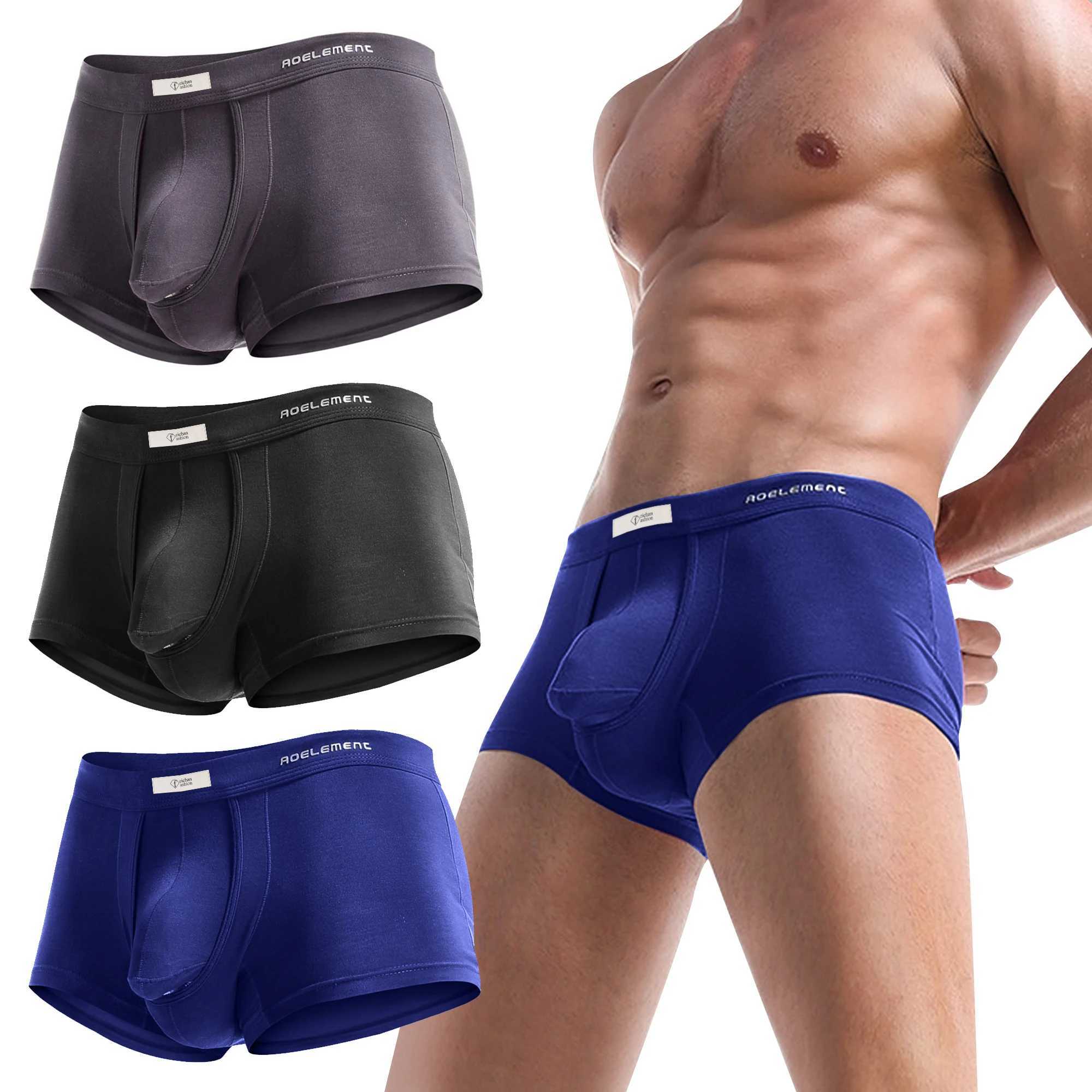 Mens underwear inflation enhanced boxer briefs Mens breathable elephant trunk fly dual pockets provide separation spiral physiology W241223