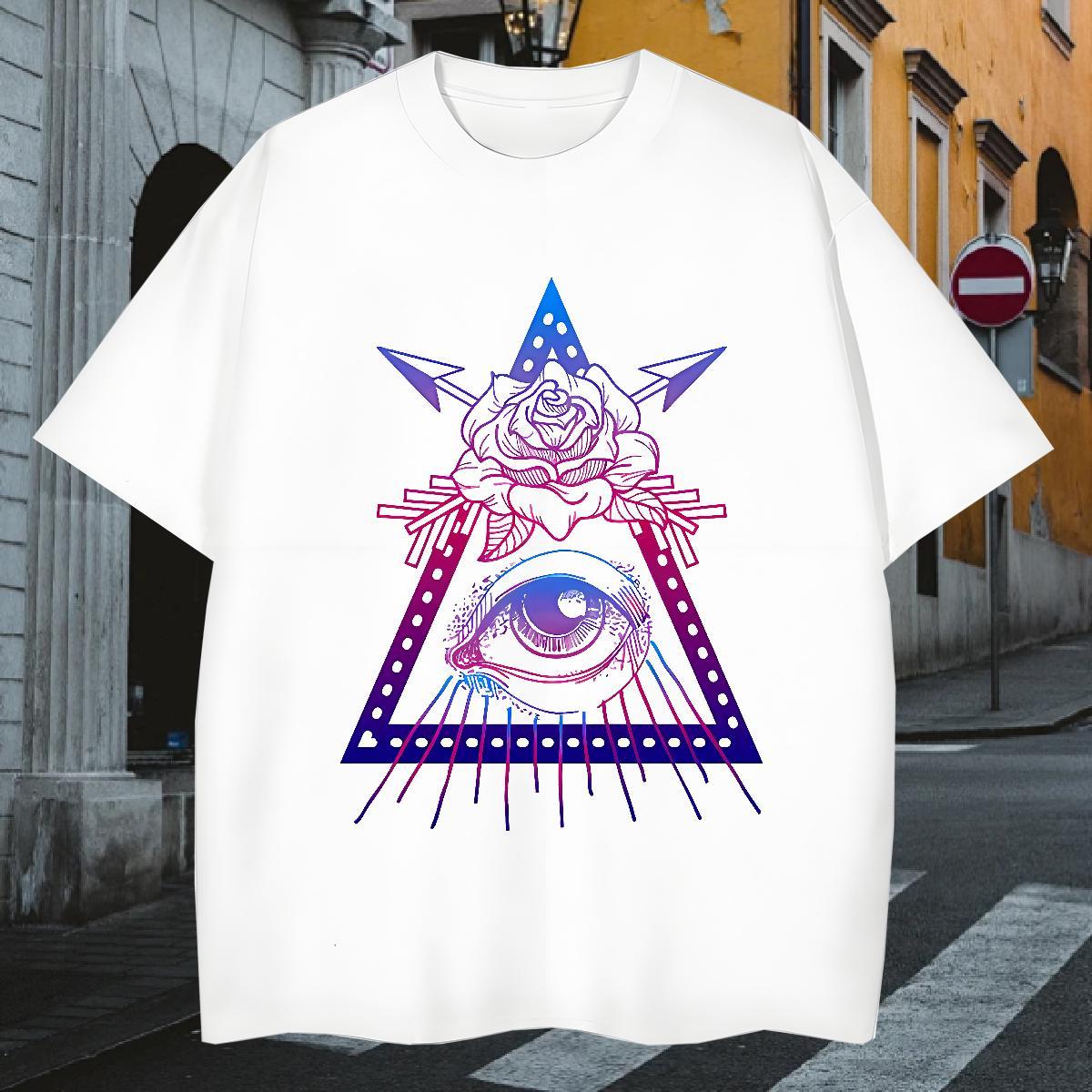 Unisex Men T Shirts 230g Pure Cotton eye of the devil Sport Customized Print Crew Neck Men Tees New Designer Tops