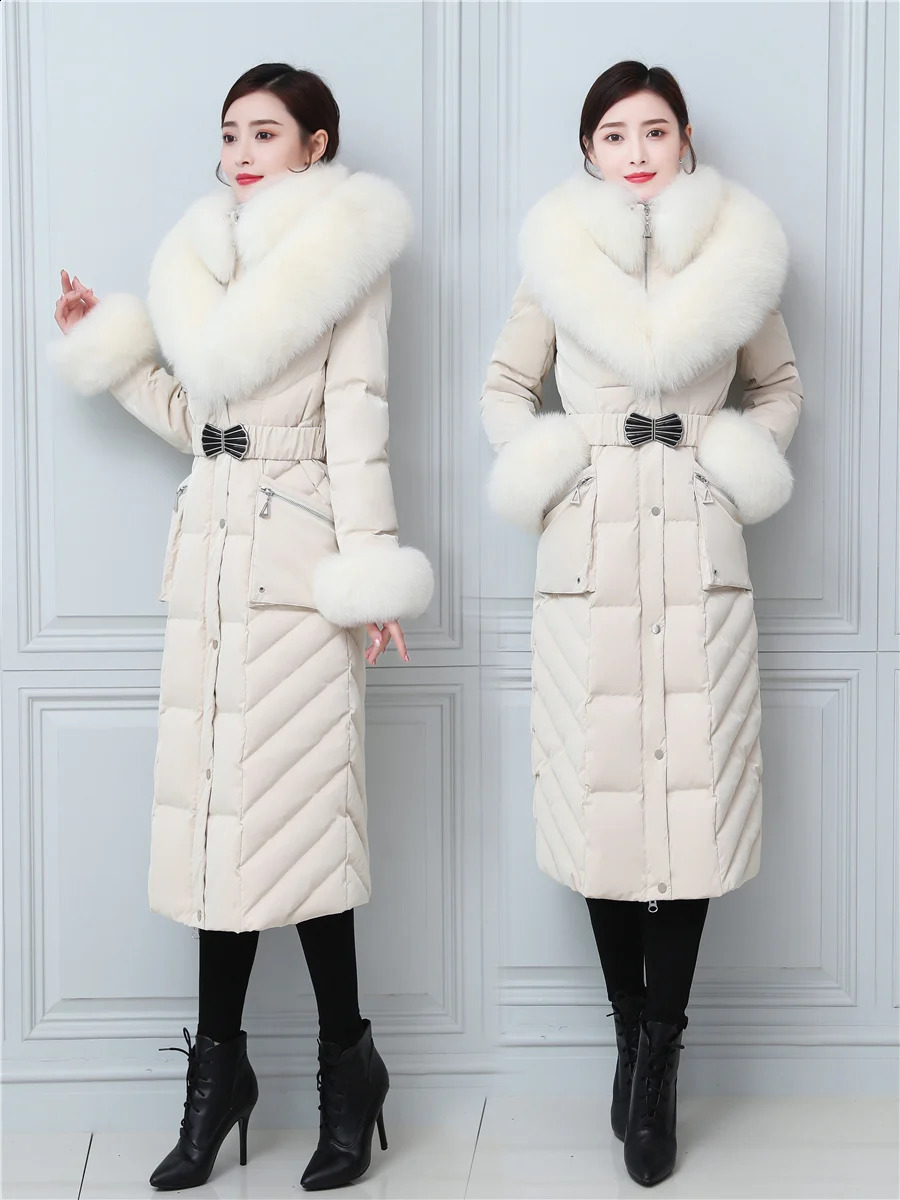y fox fur collar womens winter down jacket ultrathin thick warm inflatable waterproof 30 ° long duck 240823