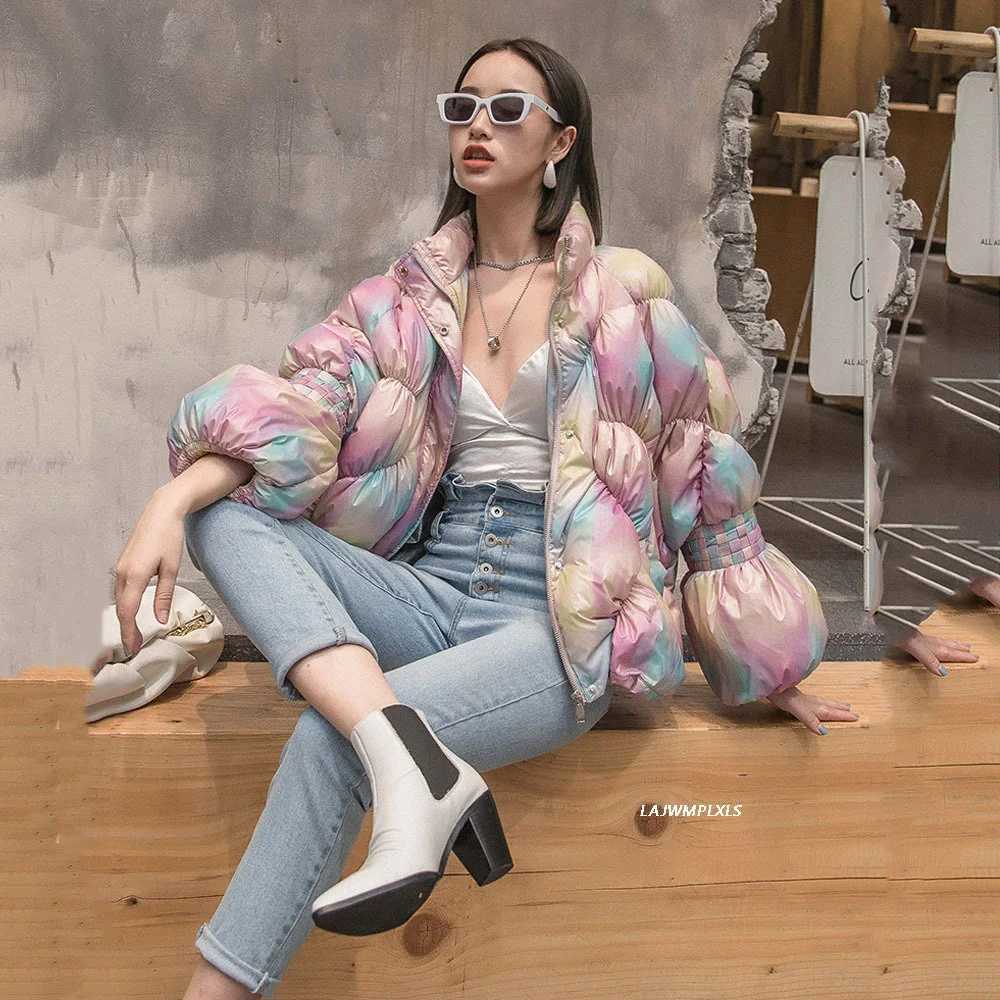 Women's Down Parkas High quality 203 new 90% white duck down jacket stand up collar short feather jacket womens winter warm bubble thick jacket Y