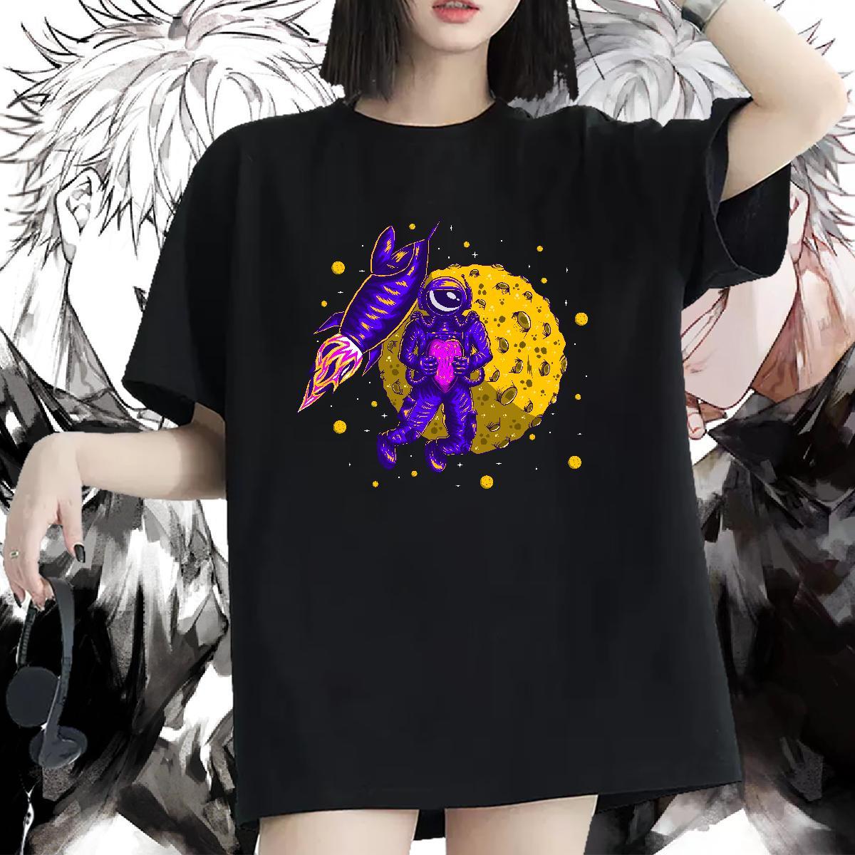 Designer Lady T shirt 230g 100% Cotton cosmonaut Home Outdoor Women T Shirts Round Neck Short Sleeve Custom Print Plus Size Tees Shirts