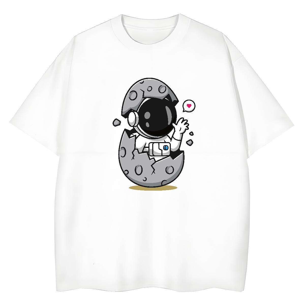 Soft Women Tshirts 230g Pure Cotton cosmonaut Spring Summer Women T Shirts Short Sleeve O-Neck Custom Printing Tees Shirts