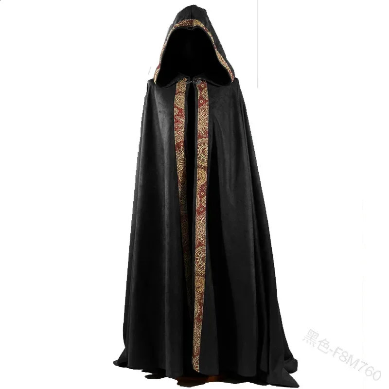 Medieval Halloween cosplay cape hooded coat retro Gothic Cape Town long trench costume wizard 240823