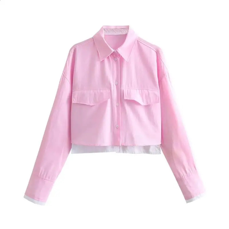 Blouses Womens Shirts Chic Patchwork Elegant Short Long-Sleeved Shirts Spring Street Joker Student Tops 240823