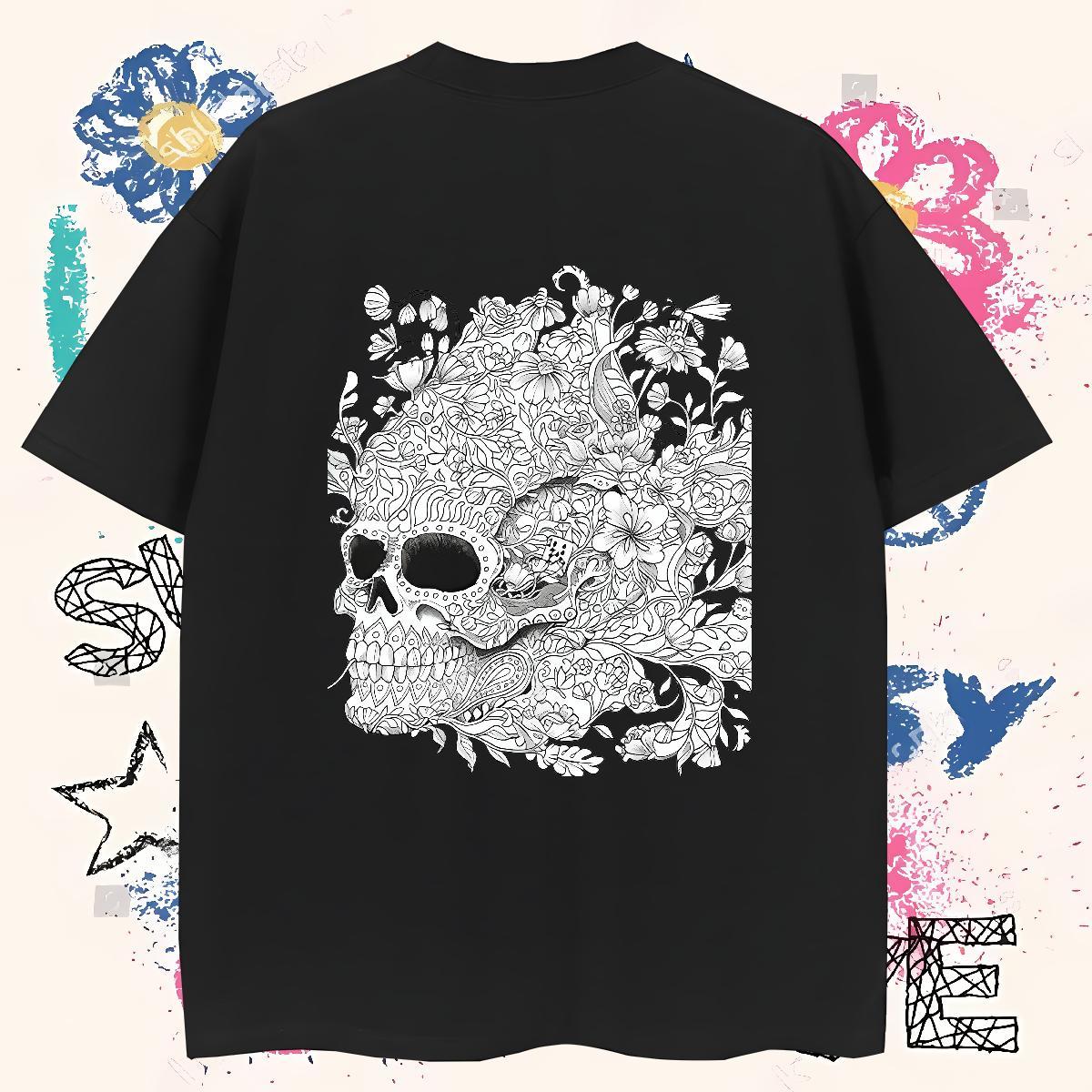 Soft Man T Shirts 100% Cotton 230g skull Street Wear Graphic O-Neck Short Sleeve Men Tshirts 2024 Designer Tops Tees