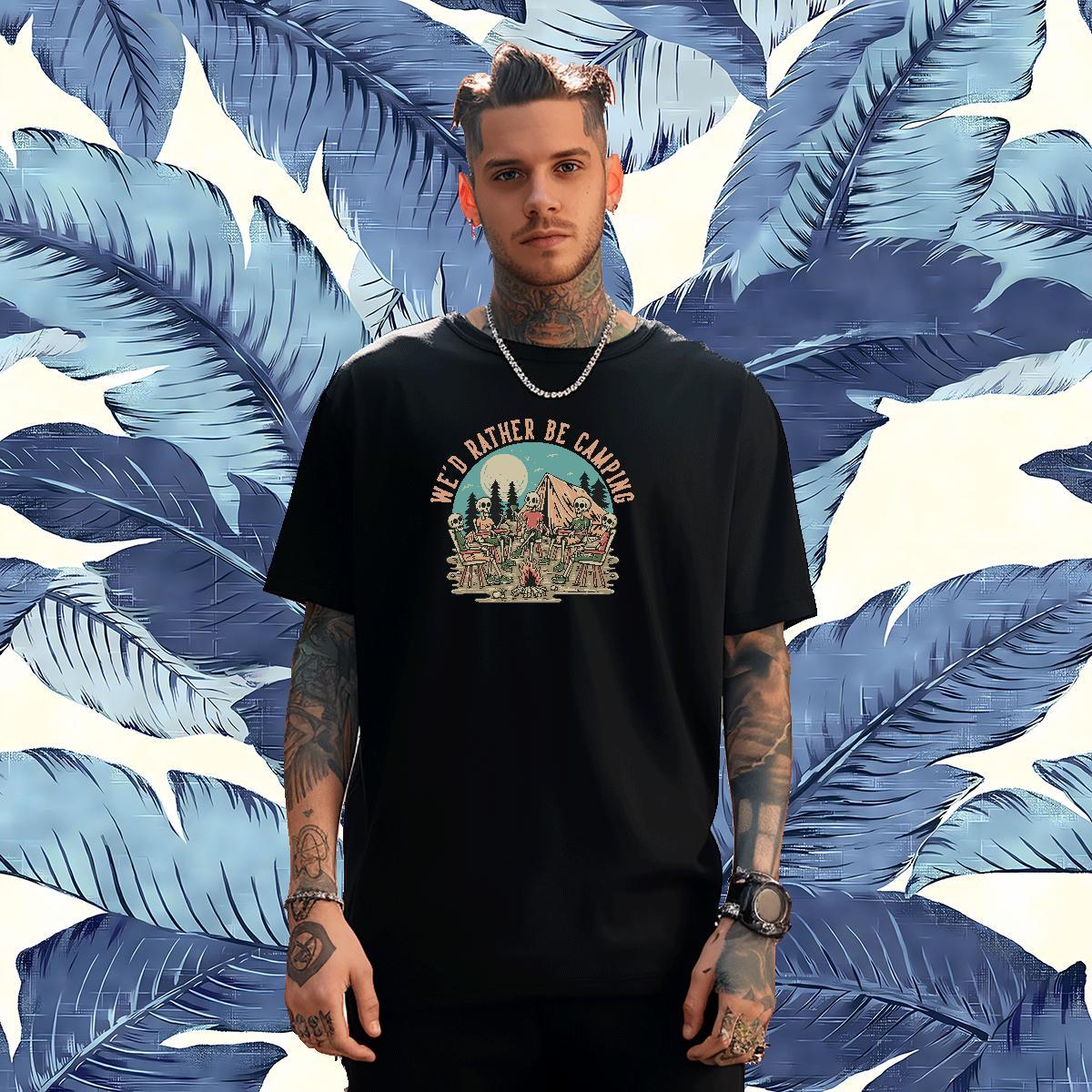 Designer T Shirt For Man 100% Cotton 230g skull High Street Hip Hop Floral Print Breathable Crew Neck Tshirts 2024 Summer Clothes