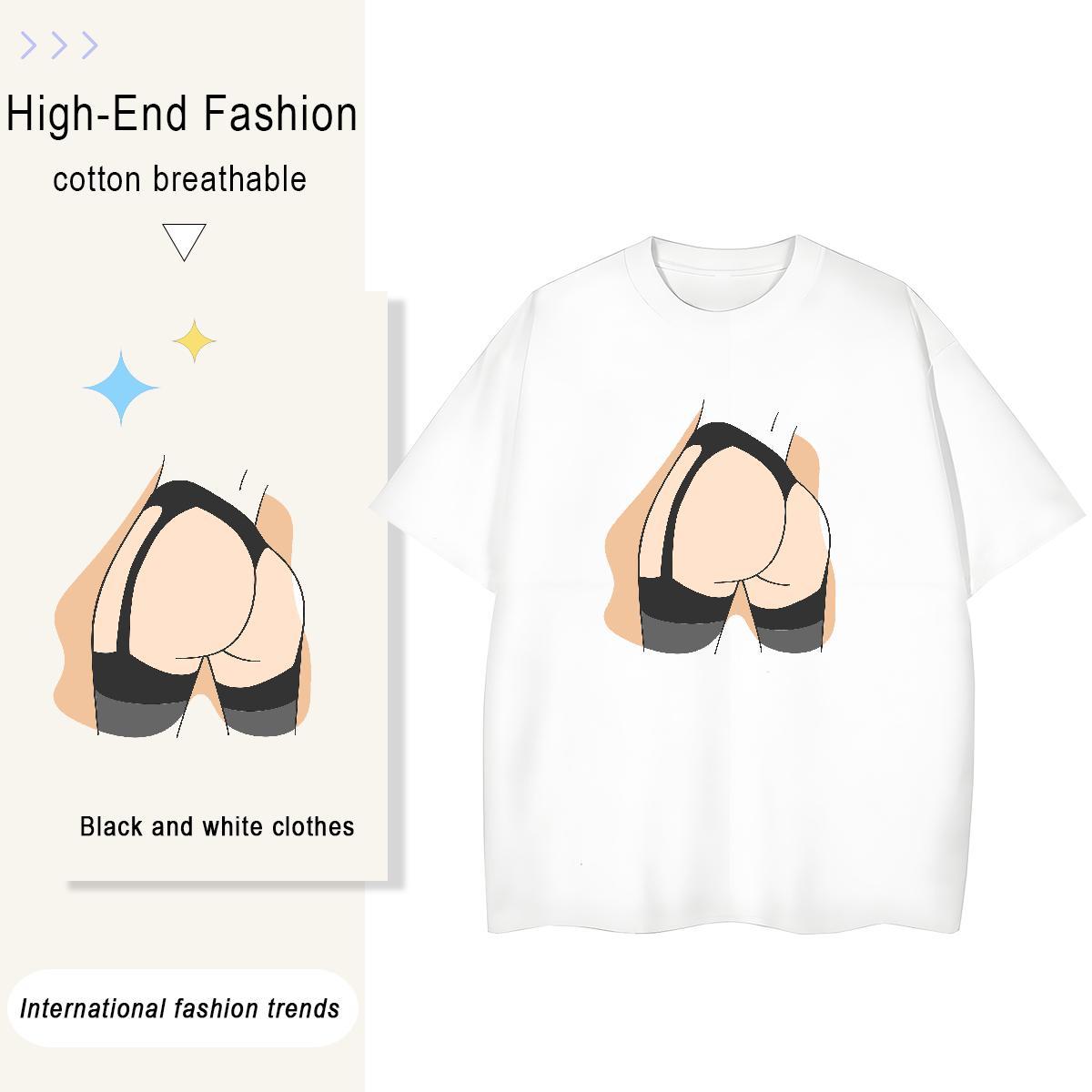 Popular Lady T shirt 230g 100% Cotton painting Sports Street Wear Womens T Shirts Breathable Crew Neck Custom Print Plus Size Clothings