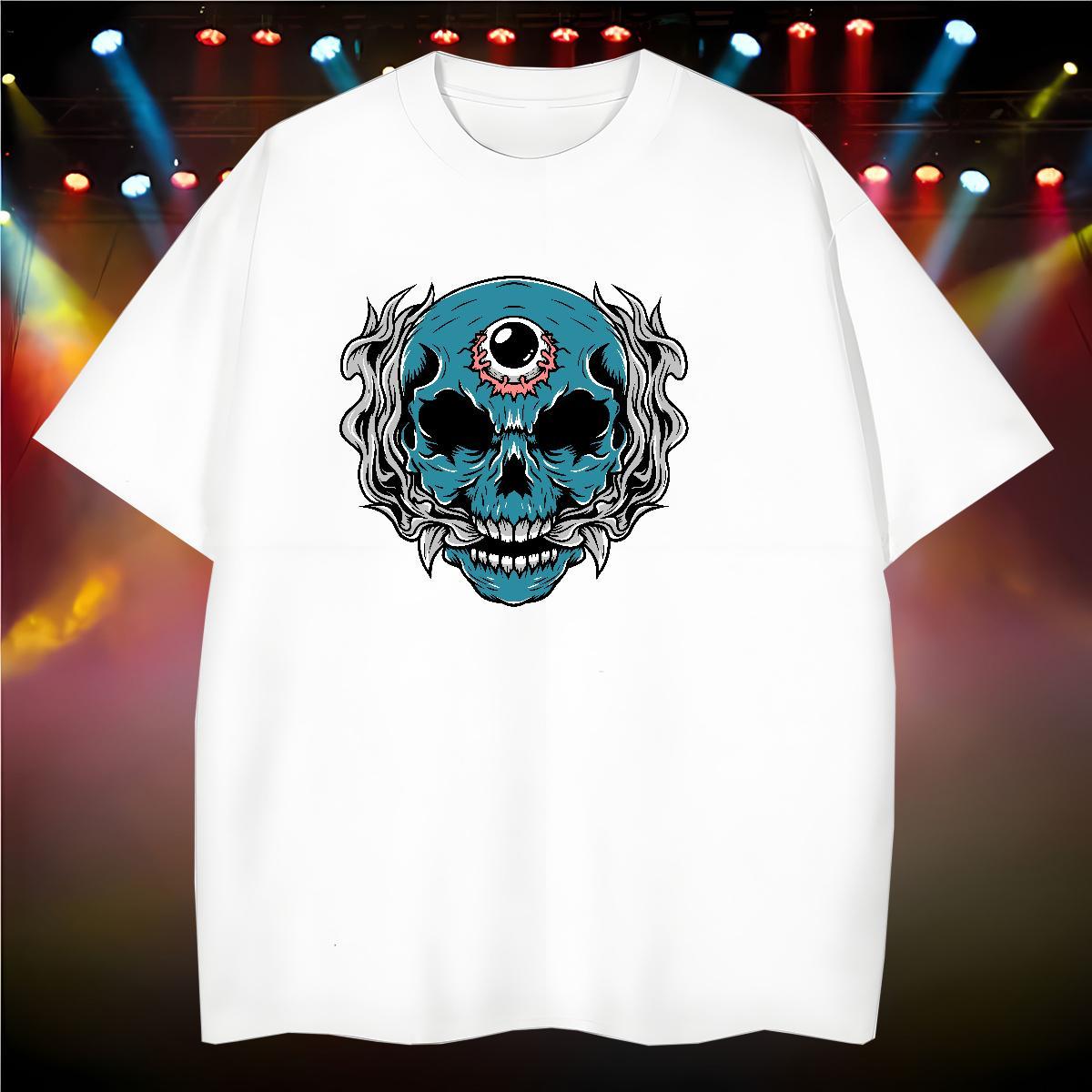 TOP Quality T Shirts Men 100% Cotton 230g skull Summer Casual Plus Size Custom Short Sleeve Soft Tshirt for Man Woman 2024 Summer Tops Shirt