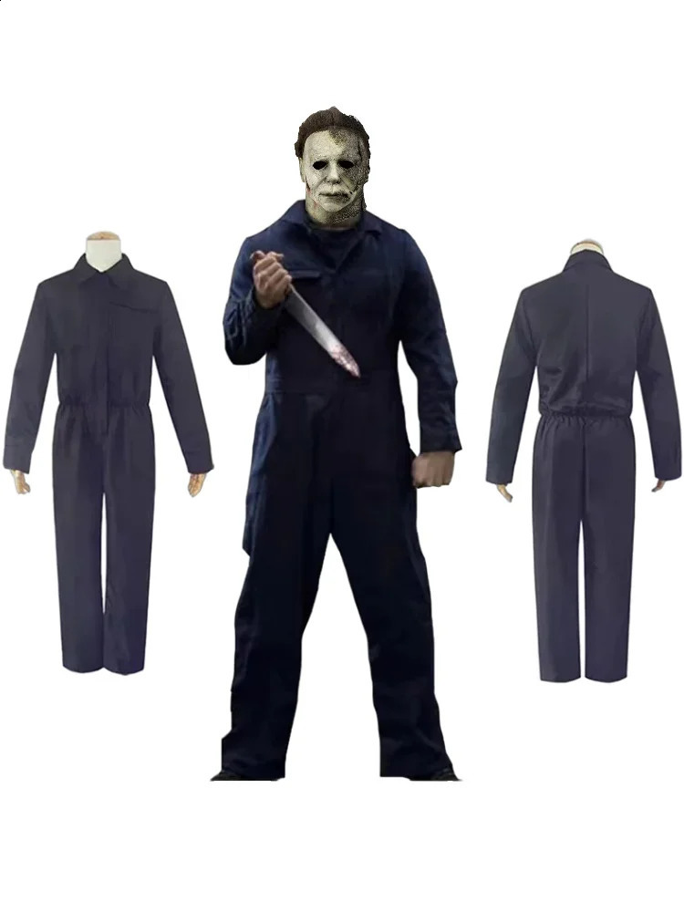Michael Myers costume mask cosplay jumpsuit horror bloody killer prop carnival party costume 240824