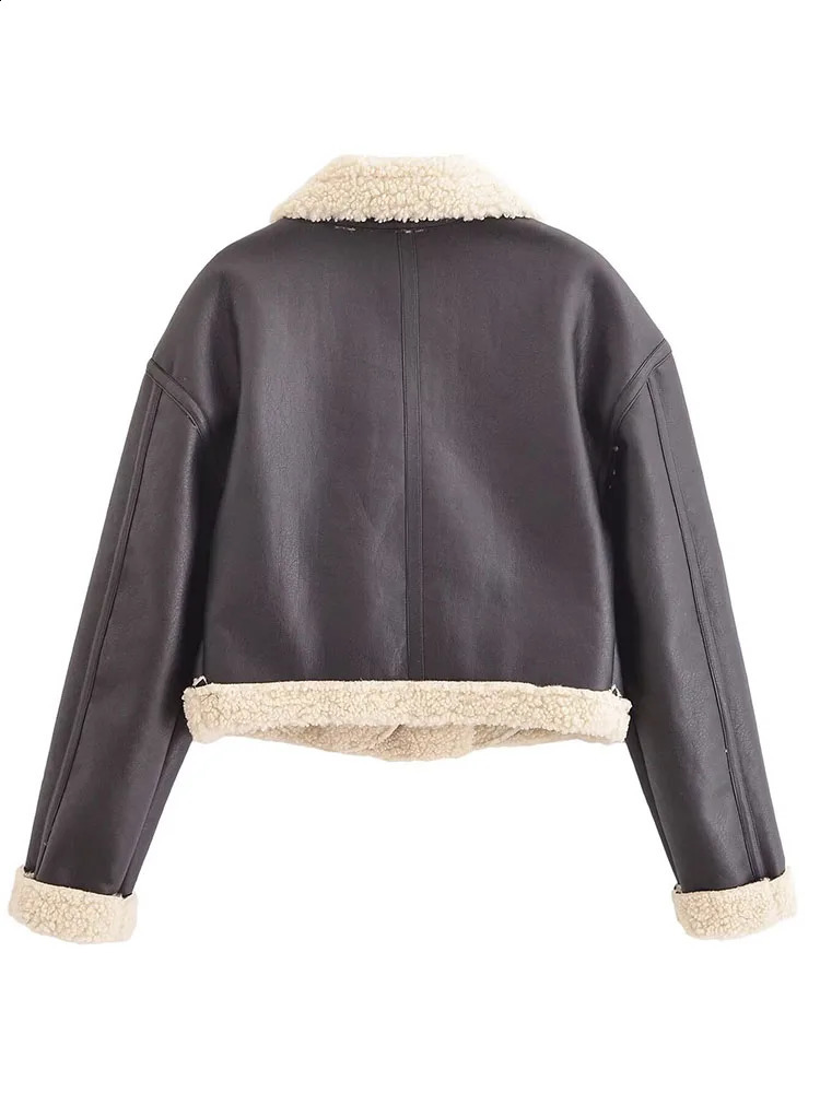 2024 European and American womens clothing Winter fashion slim fit allmatch motorcycle leather fur jacket 240823