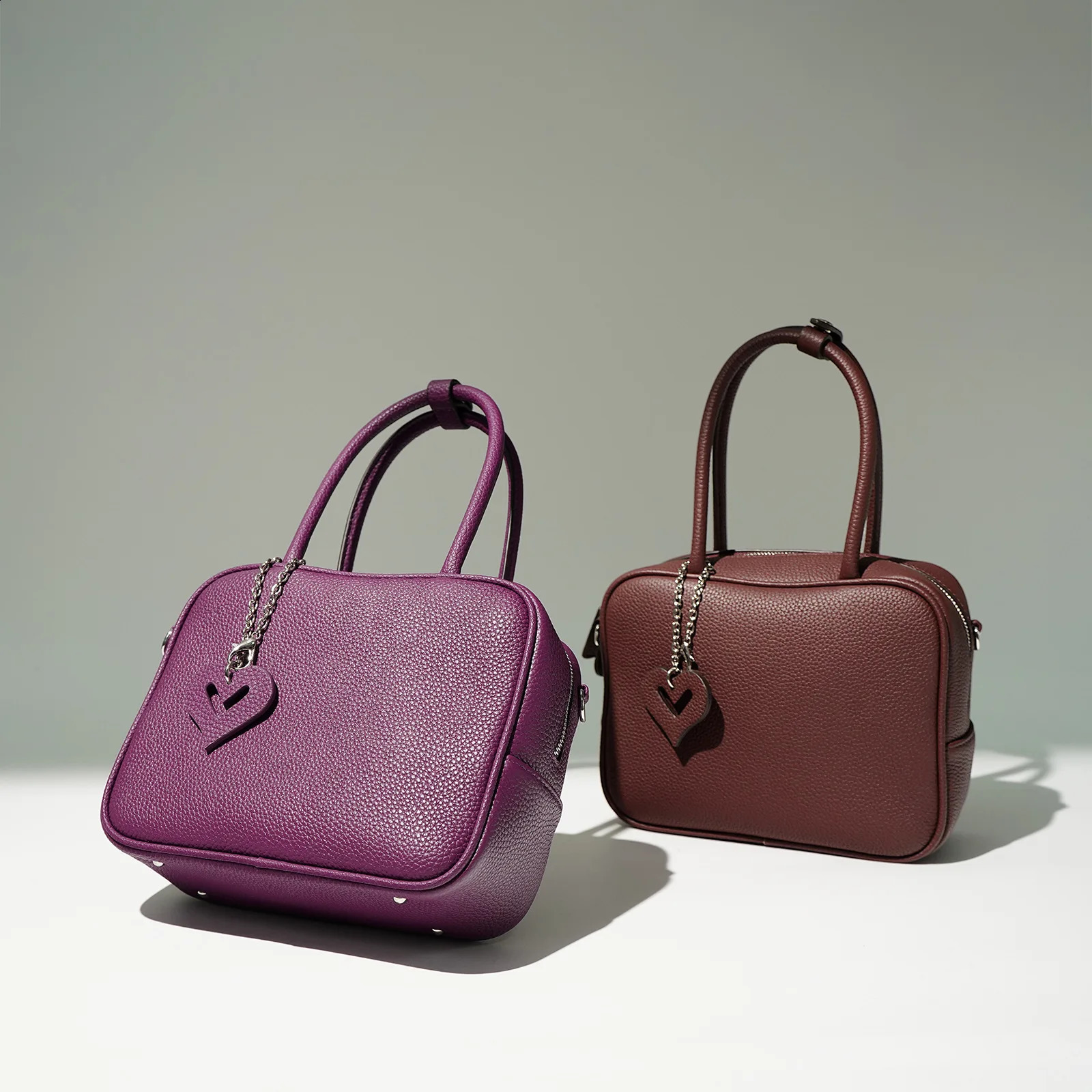 Genuine Leather Boston Bag for Women High Quality Commute Handbags Female Classic Shoulder Crossbody Bag Cowskin Purses 240824