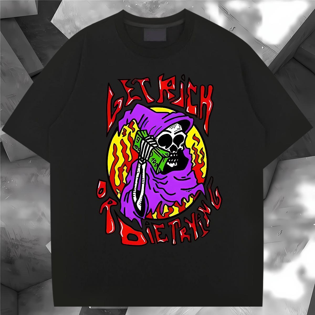 High Quality T Shirts Men 100% Cotton 230g skull Daily Wear DIY Anime Crew Neck Men Clothes T-Shirt New Tops