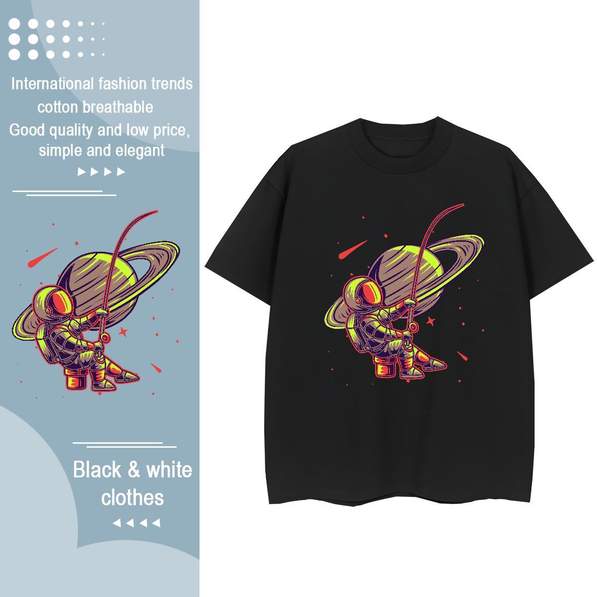 Lady Women Tshirts 100% Cotton 230g cosmonaut Sports Street Wear T shirt Short sleeve Soft Custom Printing Top Tees