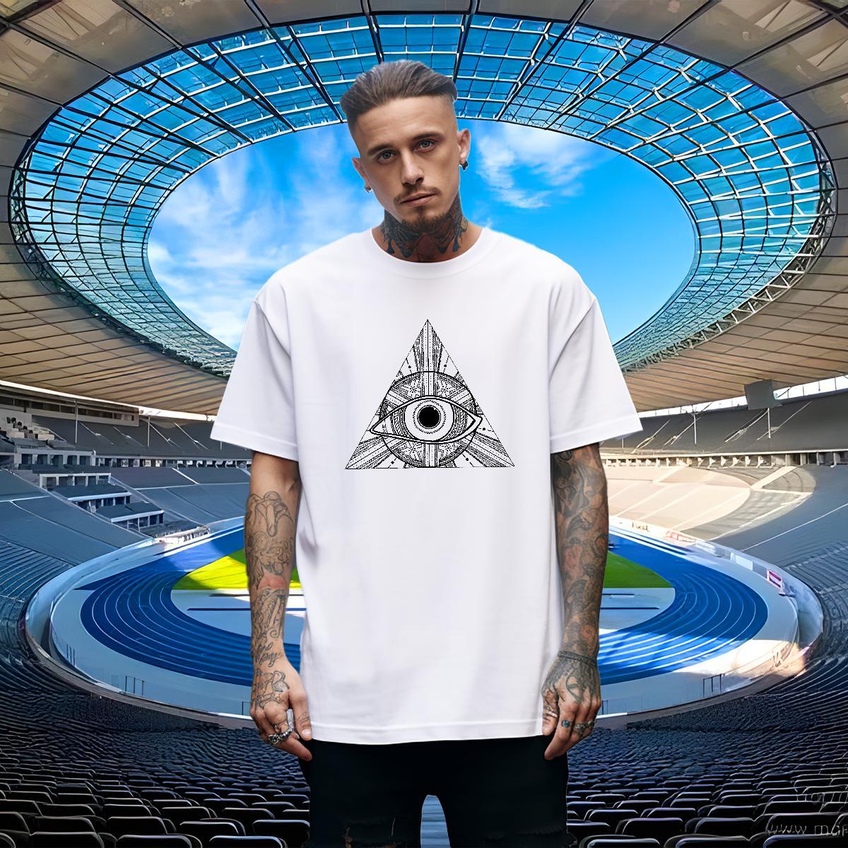Soft Man T Shirts 230g 100% Cotton eye of the devil Hip Hop Skull Breathable Men Clothes T-Shirt Casual New Tops Shirt
