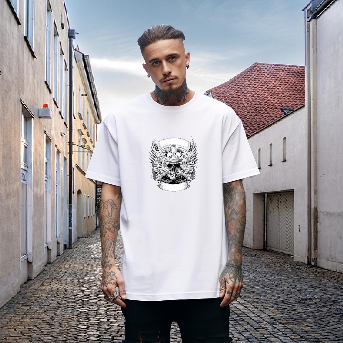 Loose Fit T Shirt For Man 230g Cotton skull Anime Printing Street Graphic Breathable Short Sleeve Couples T Shirts Wholesale Clothings