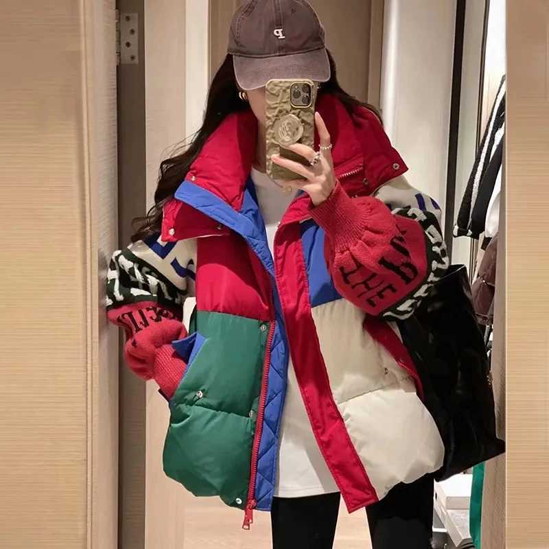 Women's Down Parkas Winter Jacket Womens 2024 New Cotton Coat Womens Knitted Letter Embroidered Slves Parka Thick Coat Top Y2408248VAK