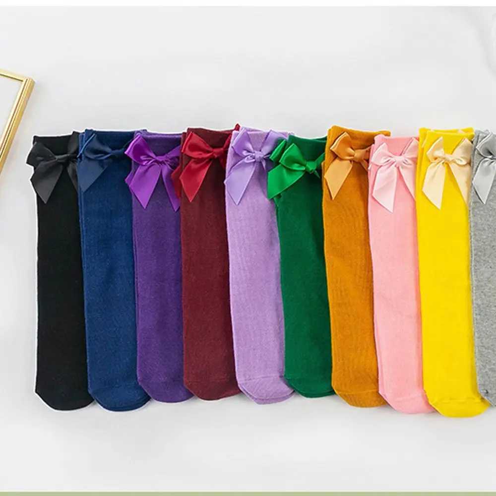 Baby Long Tube Socks Children Cotton Sock For Girls Knee High Sock Big Bows Kids Floor Socks 6-10Years CL240824