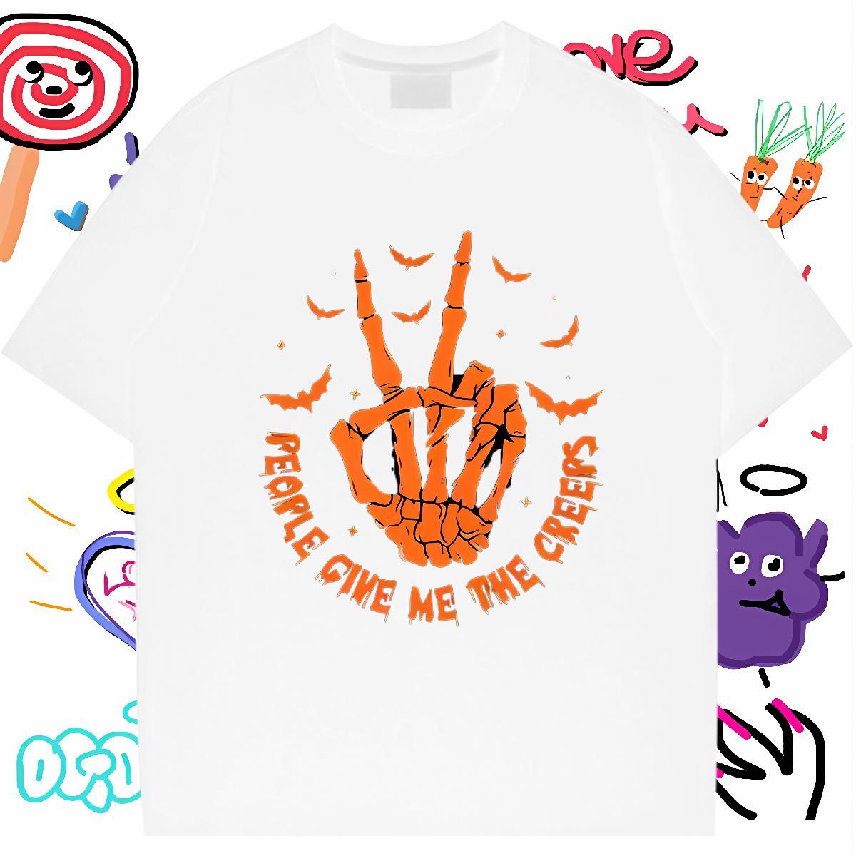 Unisex T Shirts Men 230g Pure Cotton skull Beach Anime Short Sleeve Soft Tshirts Custom Wear