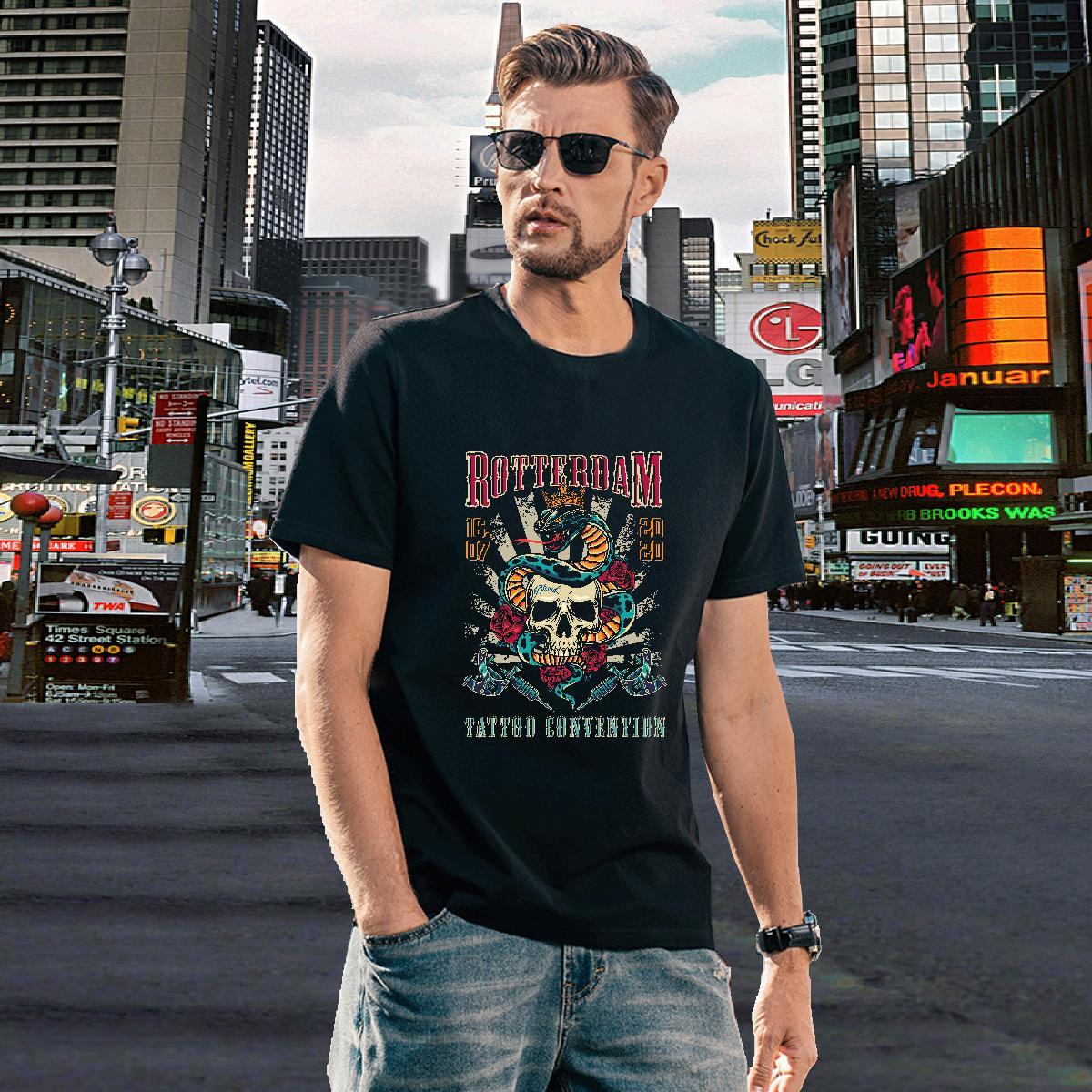 Popular T-Shirts for Men 230g 100% Cotton skull Street Customized Print Breathable Tshirt for Man Woman Classic Casual Tees Shirts