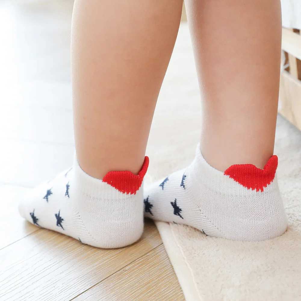 5Pairs/lot 0-12Y Cute Lovely Short Baby Socks Children Sock Red Heart Girls Cotton Mesh Cute Newborn Boy Toddler White Sock CL240824