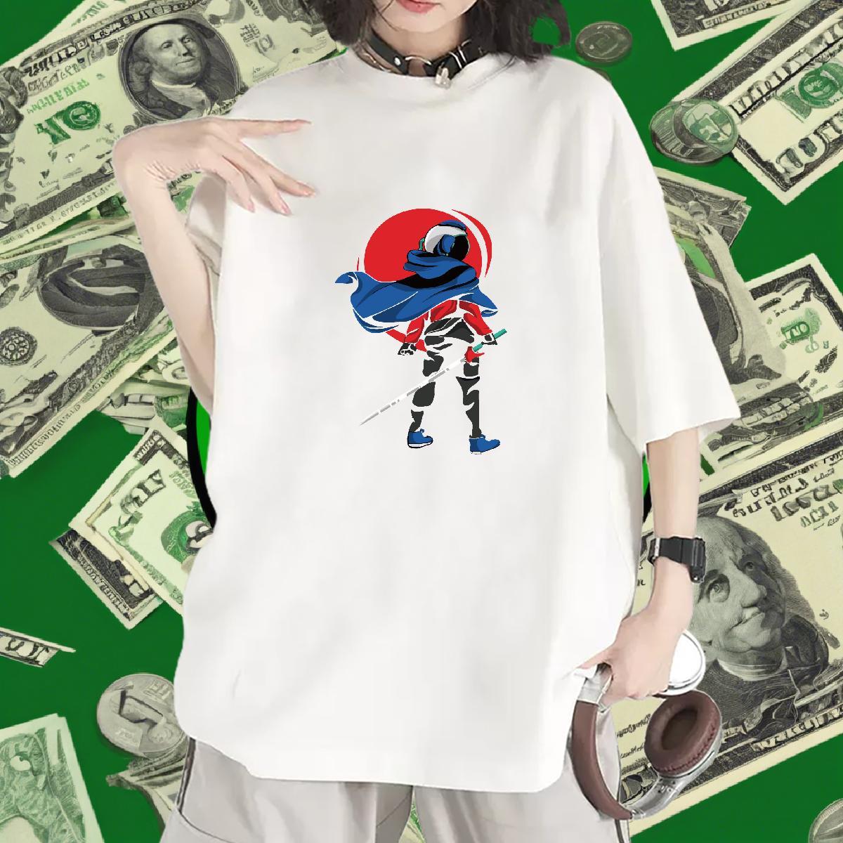 Comfortable Womens Tshirts 230g 100% Cotton cosmonaut Hip Hop Street T Shirt For Woman Breathable Short Sleeve Custom Print Plus Size Clothes