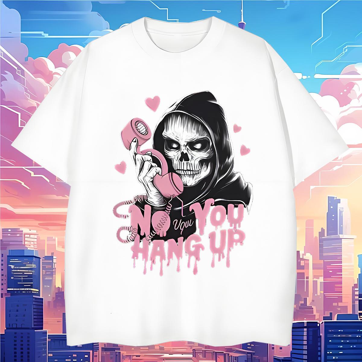 Free Shipping Man T Shirts 230g 100% Cotton skull Casual Beach Custom Print Oversized Short Sleeve O-Neck Men Tees Classic Tee Shirt