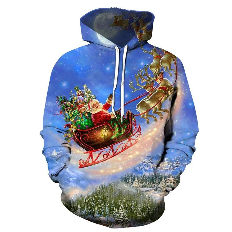 Christmas Ugly Sweater in Sweatshirts Hoodies for Men Clothinig Winter Warm Hoodie Funny s Hooded Pullovers Tops 240823