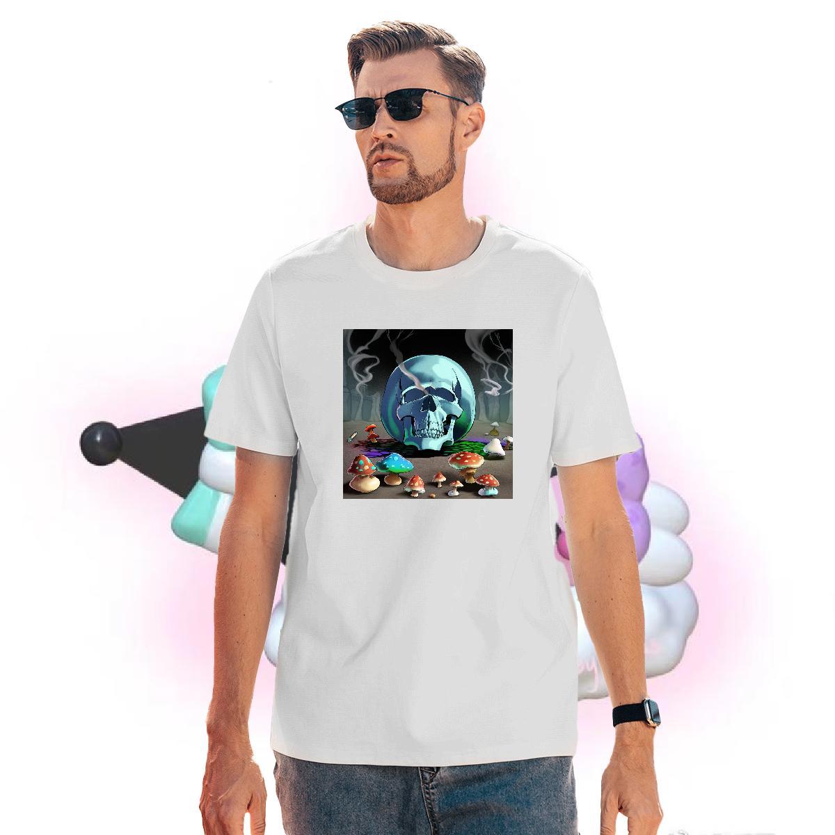 Soft T-Shirts 230g Pure Cotton skull Casual Oversized 3XL 4XL Crew Neck Mens Tshirts Fashion Casual Tee Shirt
