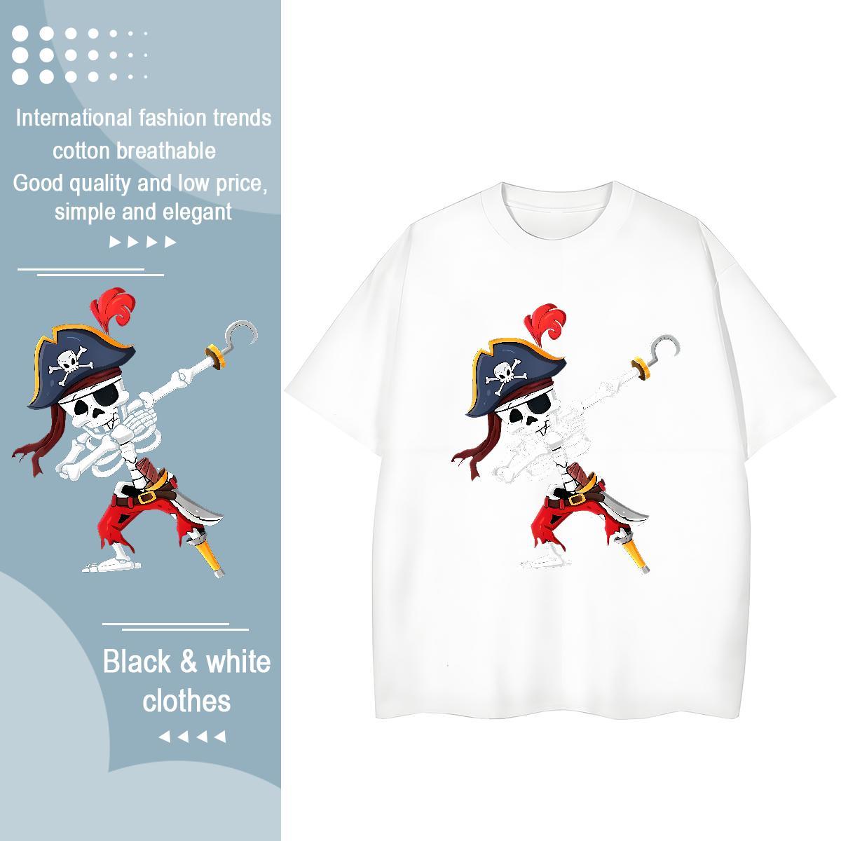 Soft T shirt 230g Cotton pirate Summer Casual Custom Print Oversized Breathable Men Tees Fashion Tshirts